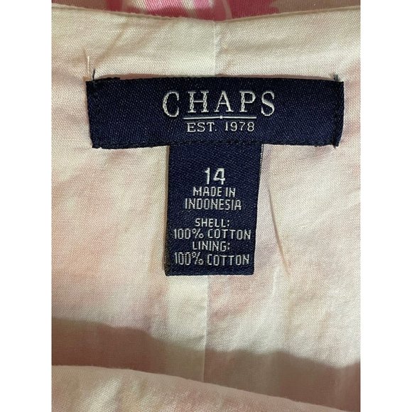 CHAPS Pink/White Abstract Floral Skirt Size 14 Cotton With Cotton Lining Gored - Picture 4 of 9